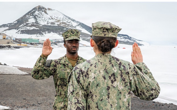 SW2 Eric, SMART Reenlistment Ceremony at McMurdo Station - Antarctica.