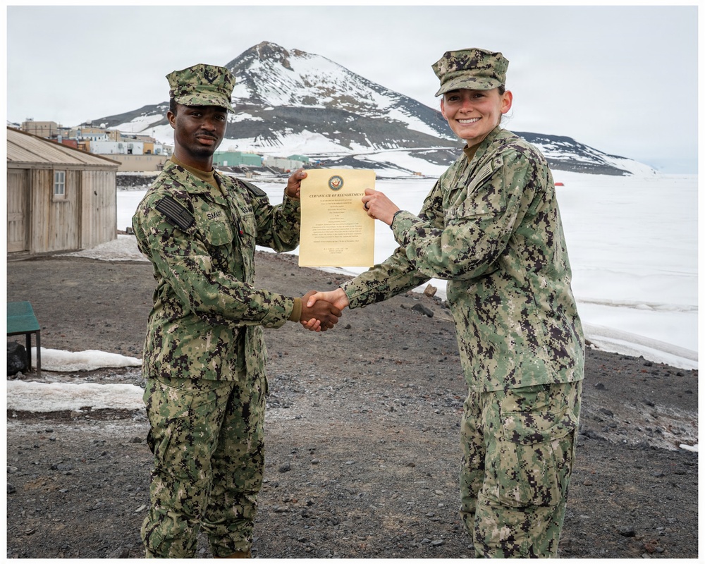 SW2 Eric, SMART Reenlistment Ceremony at McMurdo Station - Antarctica