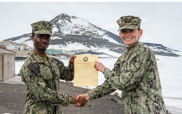 SW2 Eric, SMART Reenlistment Ceremony at McMurdo Station - Antarctica