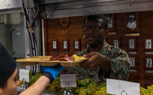 11th MEU Marines, Sailors Prepare Brunch for the Crew Aboard the USS Boxer