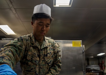 11th MEU Marines, Sailors Prepare Brunch for the Crew Aboard the USS Boxer