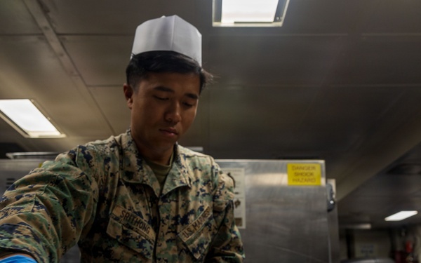 11th MEU Marines, Sailors Prepare Brunch for the Crew Aboard the USS Boxer