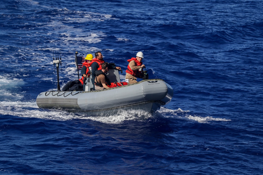 Frank E. Petersen Jr. conducts small boat operations