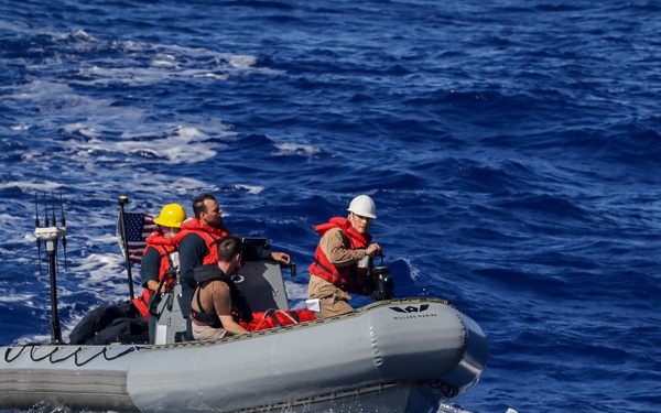 Frank E. Petersen Jr. conducts small boat operations