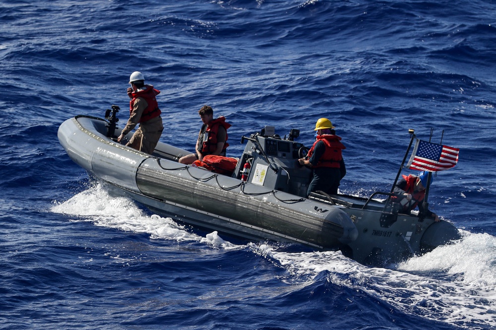 Frank E. Petersen Jr. conducts small boat operations