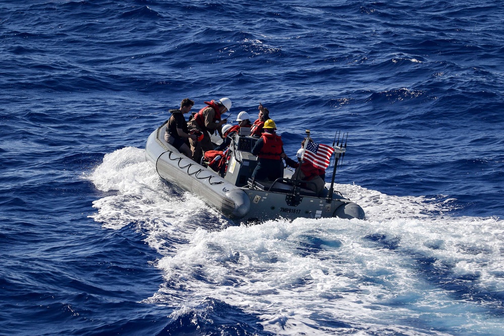 Frank E. Petersen Jr. conducts small boat operations
