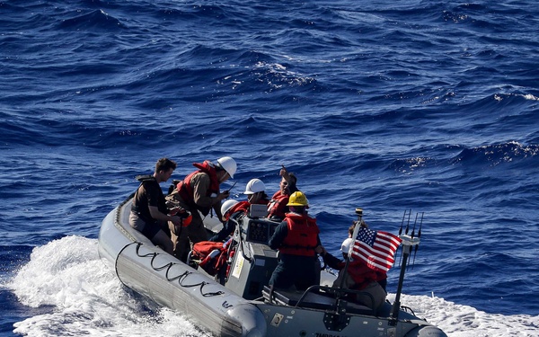 Frank E. Petersen Jr. conducts small boat operations
