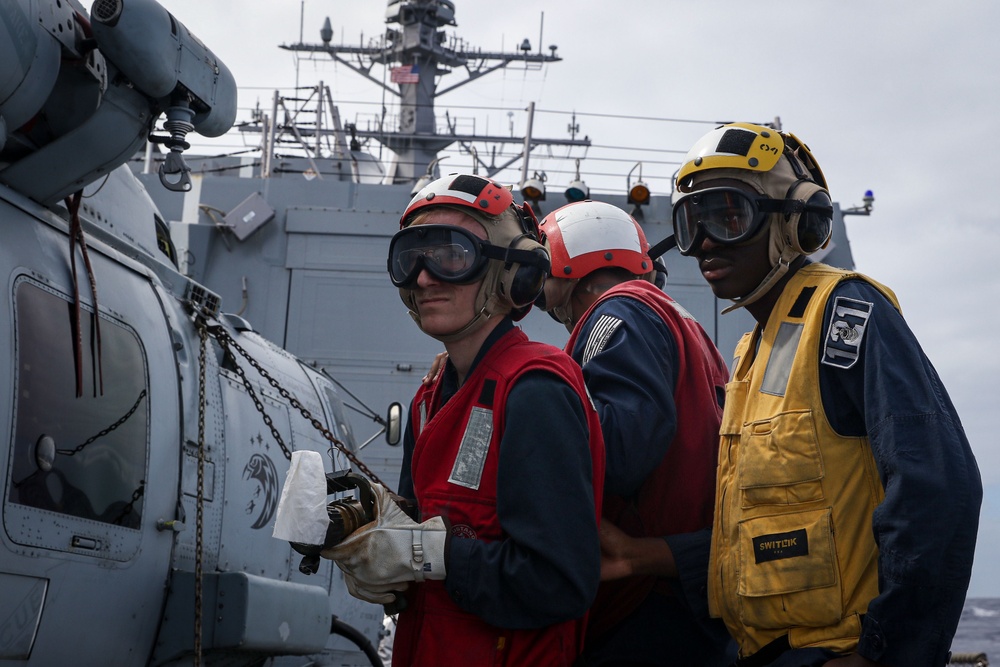 Frank E. Petersen Jr. conducts aircraft firefighting drill