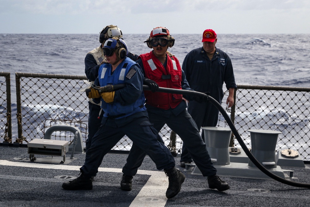 Frank E. Petersen Jr. conducts aircraft firefighting drill