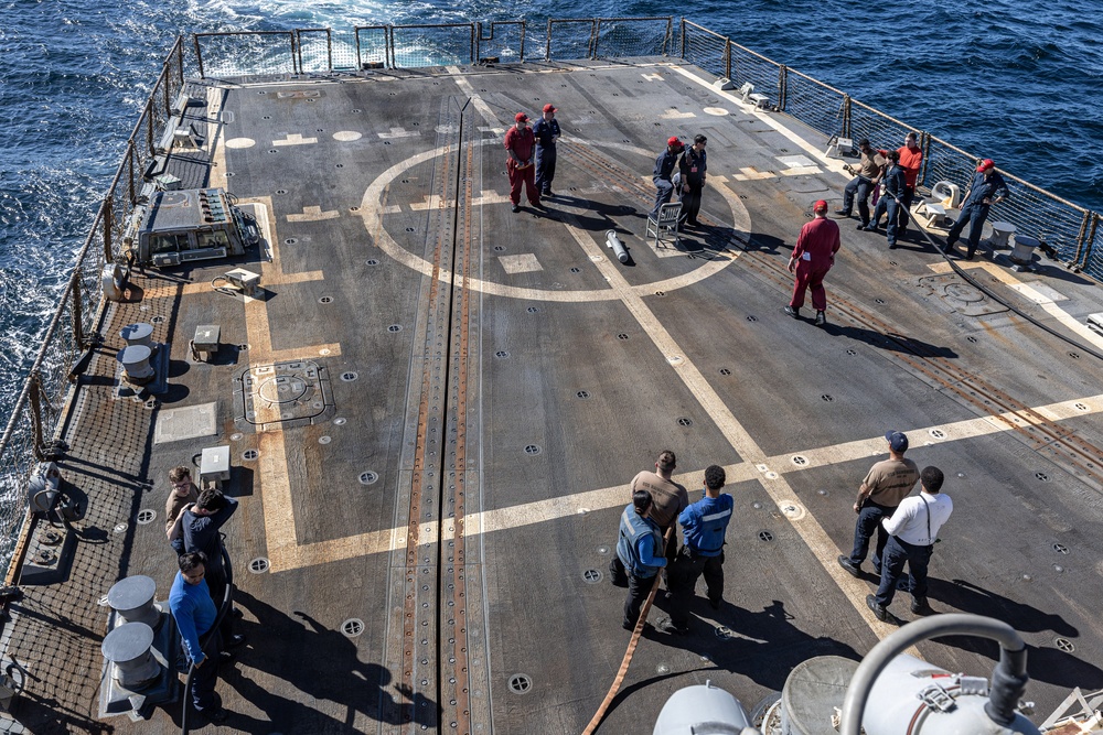 USS Bainbridge Aviation Fire Fighting Drill