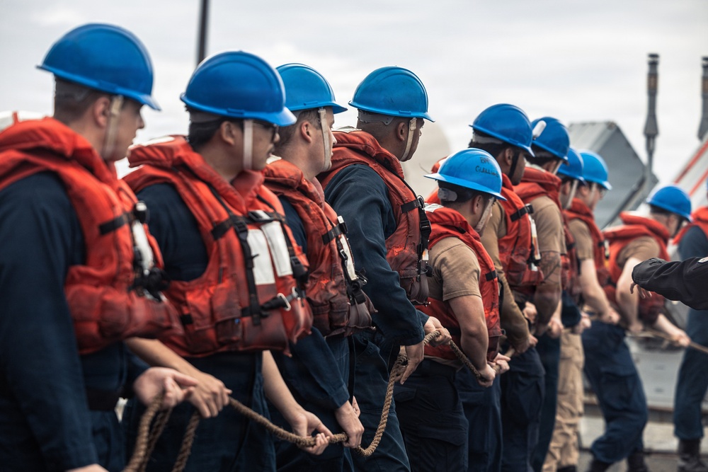 USS Bainbridge Replenishment-at-Sea with USNS Robert E. Peary
