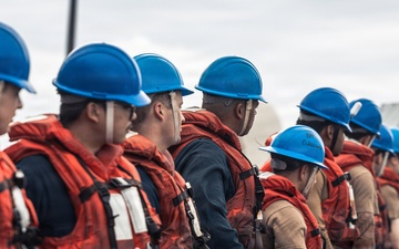 USS Bainbridge Replenishment-at-Sea with USNS Robert E. Peary