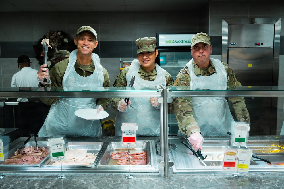 459th ARW leadership serves Holiday meal during the December 2025 UTA
