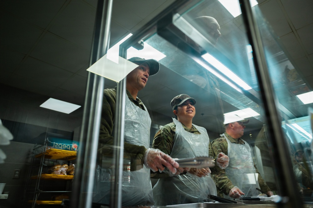 459th ARW Leadership serves Holiday meal during UTA
