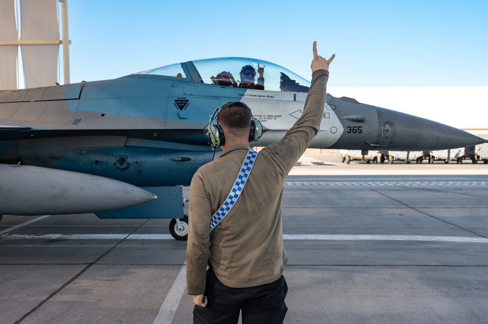 64th Aggressor Squadron pilot and crew chief