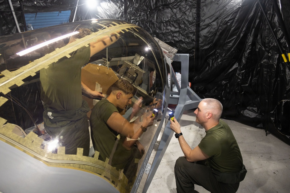 VMFA-225 Marines install Flexible Linear Shaped Charge on a new F-35 canopy
