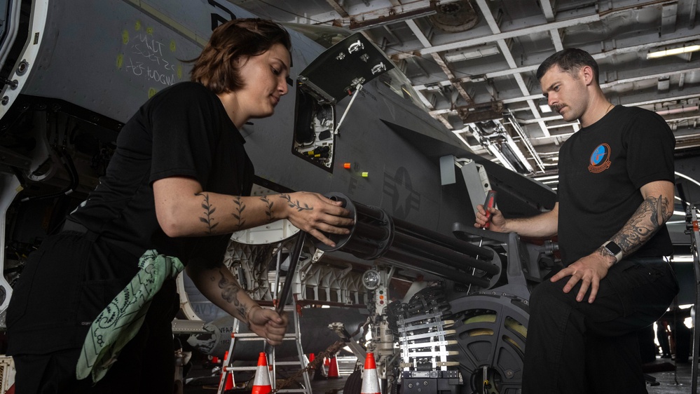 Nimitz Sailors Reassemble And Clean M61A2 20MM Gun