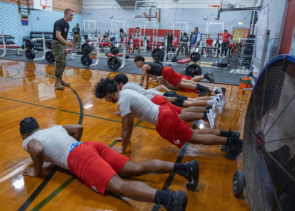 Austin South Marines visit Travis Early College High School