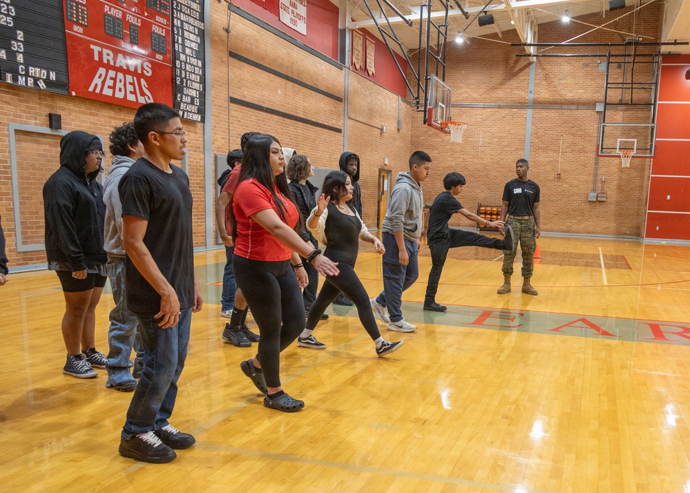 Austin South Marines visit Travis Early College High School