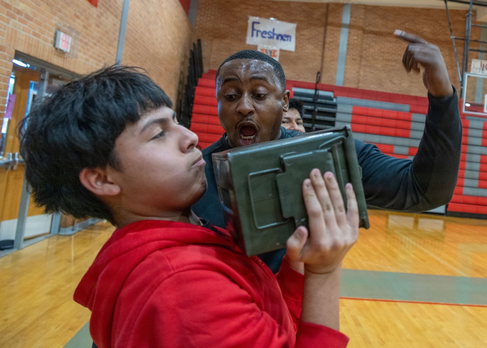 Austin South Marines visit Travis Early College High School