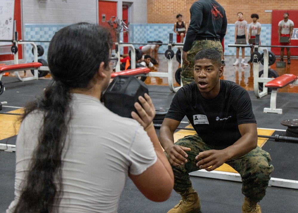 Austin South Marines visit Travis Early College High School
