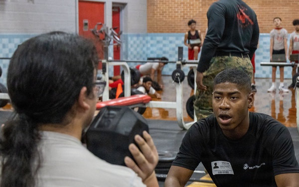 Austin South Marines visit Travis Early College High School