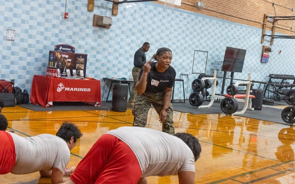 Austin South Marines visit Travis Early College High School