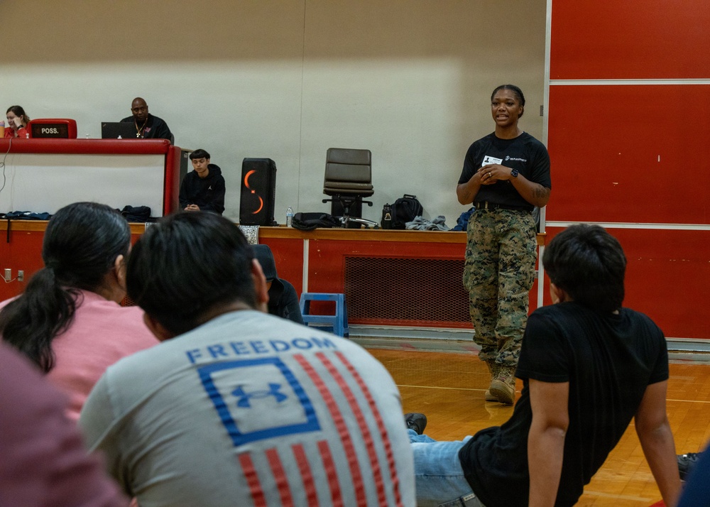 Austin South Marines visit Travis Early College High School