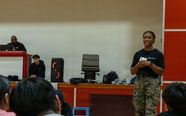 Austin South Marines visit Travis Early College High School