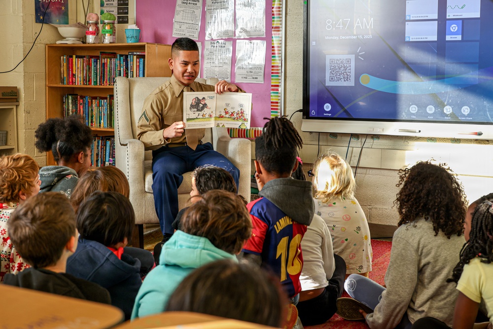 8th &amp; I Marines Deliver Books and Read to Children at Shirley Chisholm Elementary School