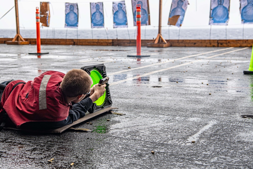 Nimitz Sailors Participate in a Small-Arms Shoot