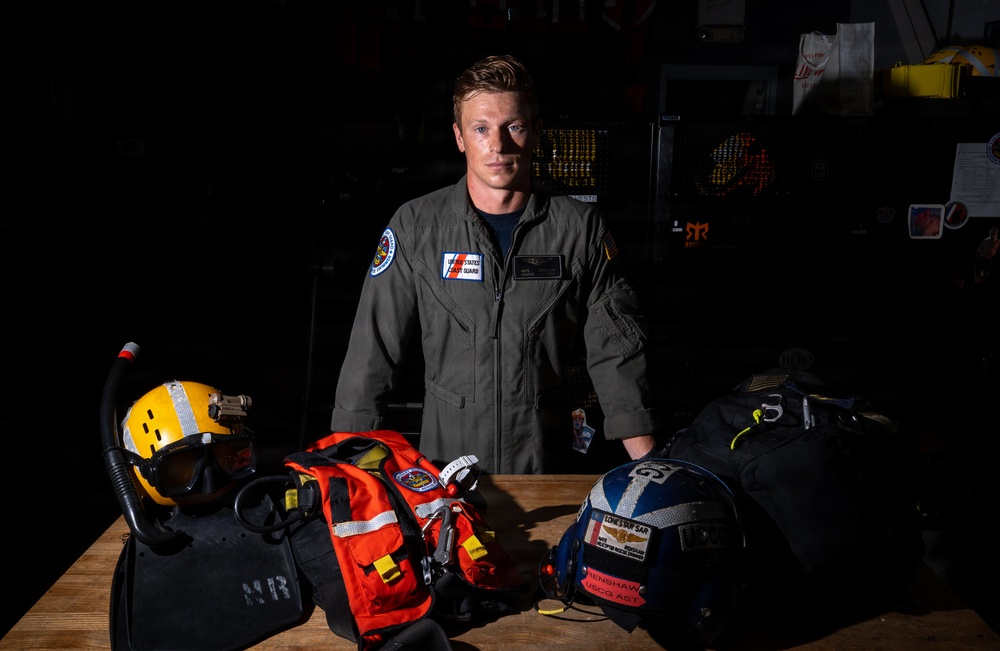 U.S. Coast Guard Air Station Atlantic City rescue swimmer prepares for flight