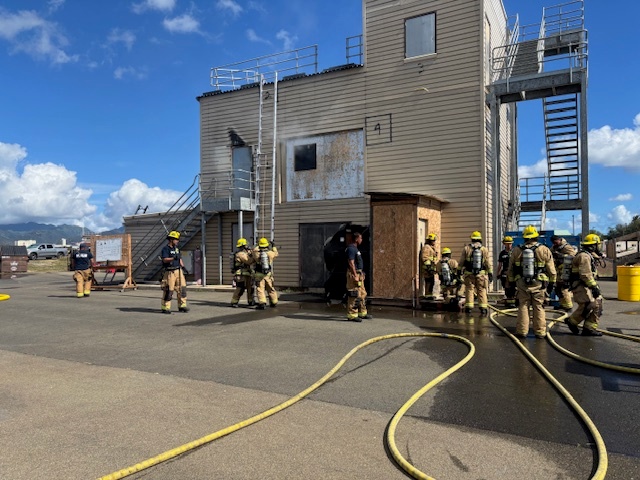 Commander, Navy Region Hawaii’s (CNRH) Federal Fire Department (FFD) recruits, participate in an exercise