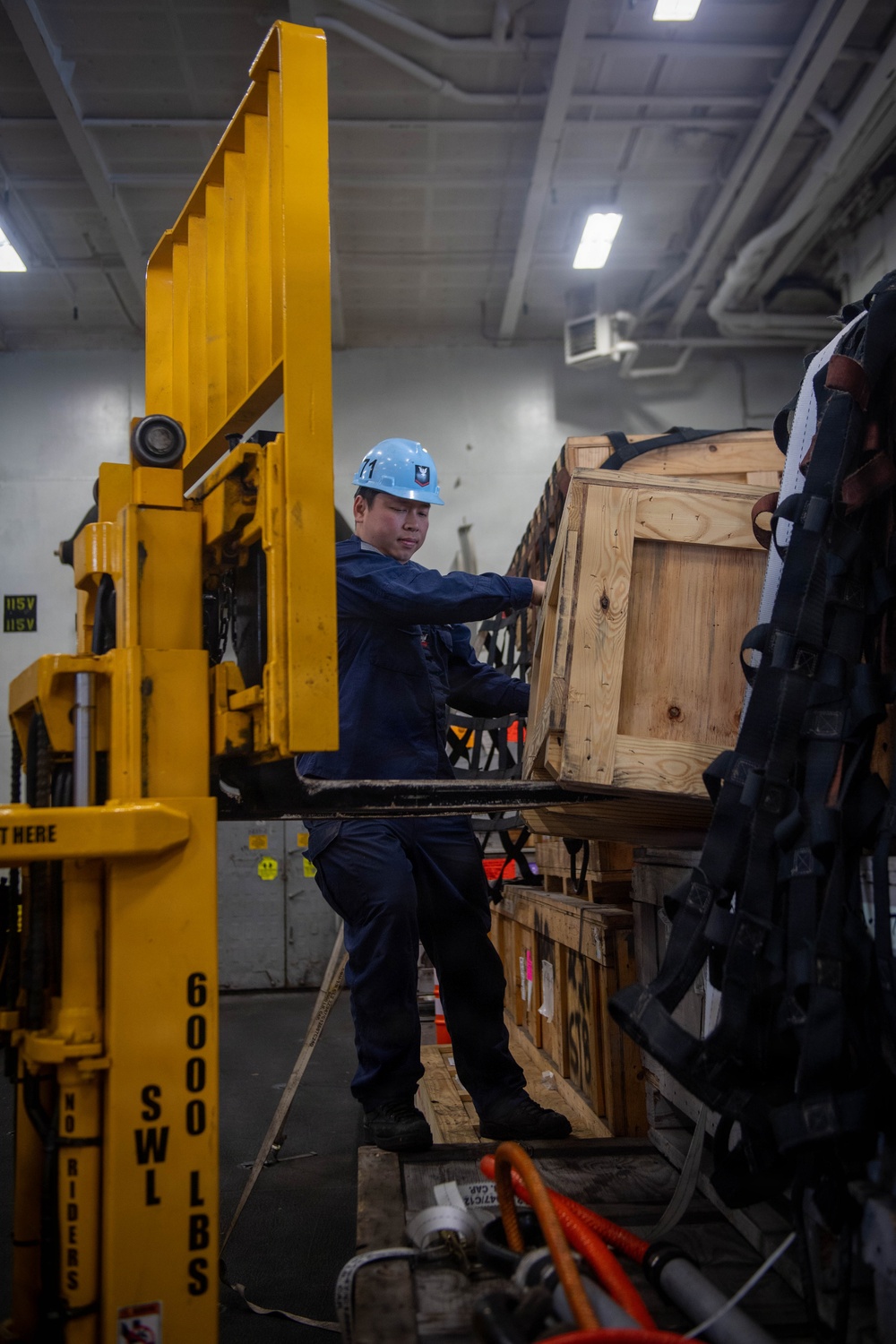 USS Theodore Roosevelt Forklift Operations