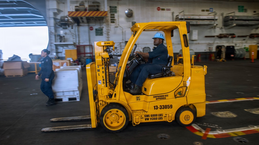 USS Theodore Roosevelt Forklift Operations