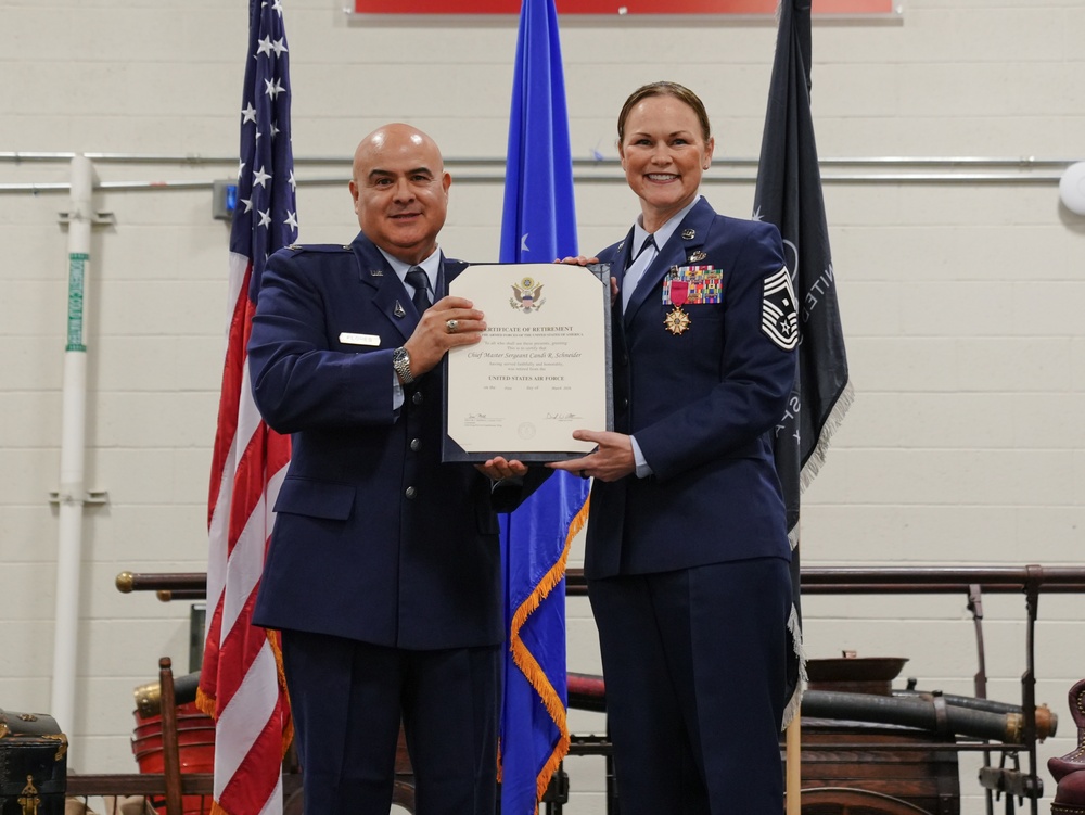 Retirement ceremony celebrates career of CMSgt Candi Schneider