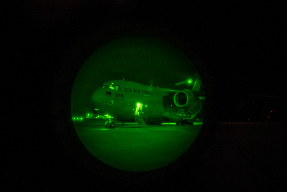 C-17 lands in Puerto Rico carrying cargo and Guardians