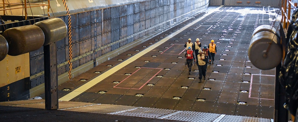 USS Essex conducts ballast testing underway.