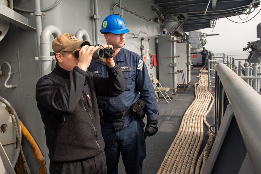USS Essex (LHD 2) conducts sea and anchor as it returns to Naval Base San Diego
