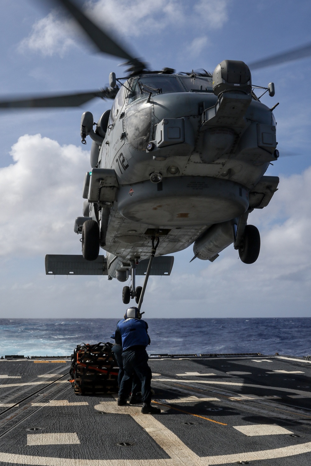Frank E. Petersen Jr. conducts vertical replenishment-at-sea