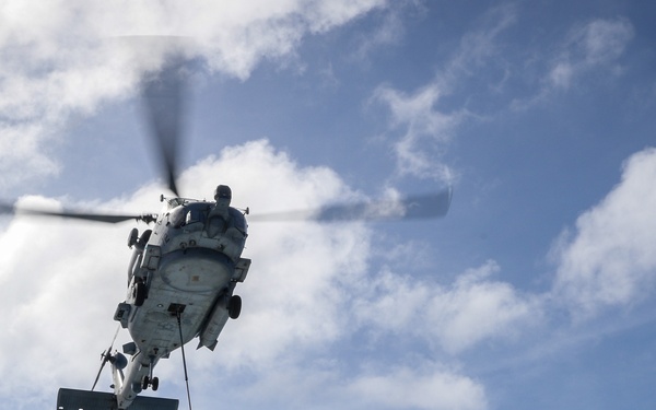 Frank E. Petersen Jr. conducts vertical replenishment-at-sea