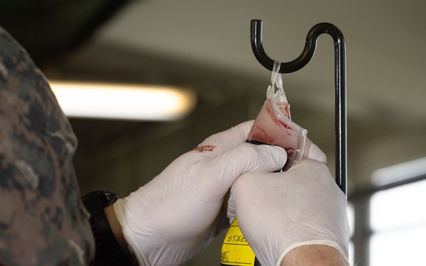 Navy Hospital Corpsman, train in Valkyrie Emergency Blood Transfusion Program