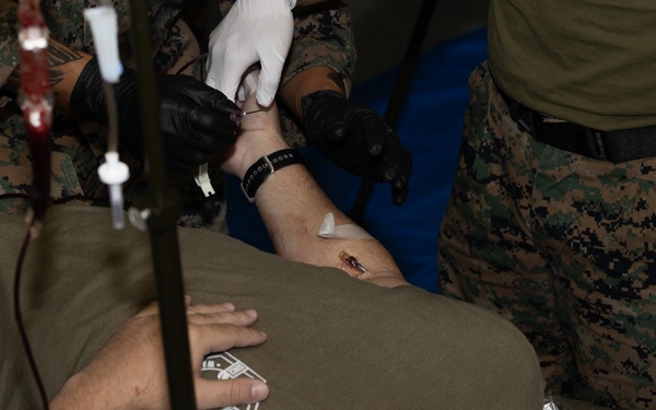 Navy Hospital Corpsman, train in Valkyrie Emergency Blood Transfusion Program