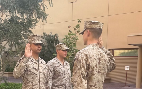 California Native Assigned to TF 51/5th MEB Promotes to First Lieutenant in the U.S. Marine Corps