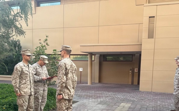 California Native Assigned to TF 51/5th MEB Promotes to First Lieutenant in the U.S. Marine Corps
