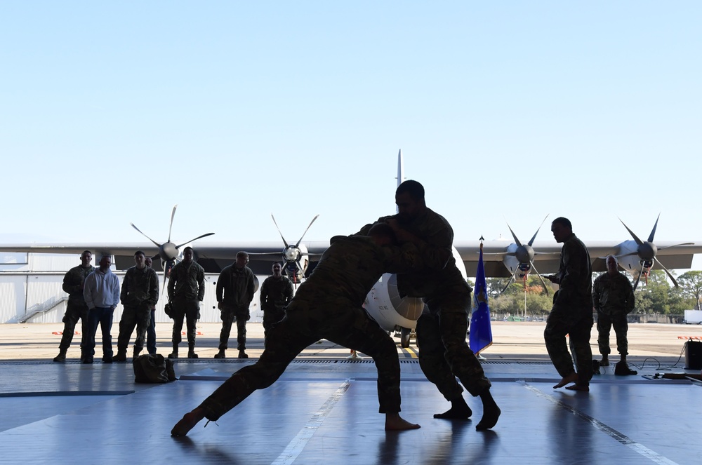 Airmen grapple in Clash of the Dragons