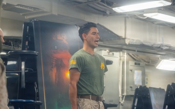 22nd MEU(SOC) | Corporals Course Sword and Guidon Drill Aboard USS Iwo Jima