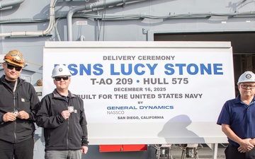 Military Sealift Command Takes Delivery of Newest Fleet Replenishment Oiler USNS Lucy Stone (T-AO 209)
