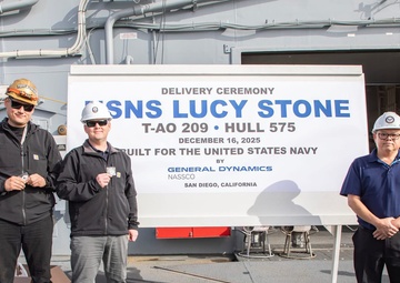 Military Sealift Command Takes Delivery of Newest Fleet Replenishment Oiler USNS Lucy Stone (T-AO 209)