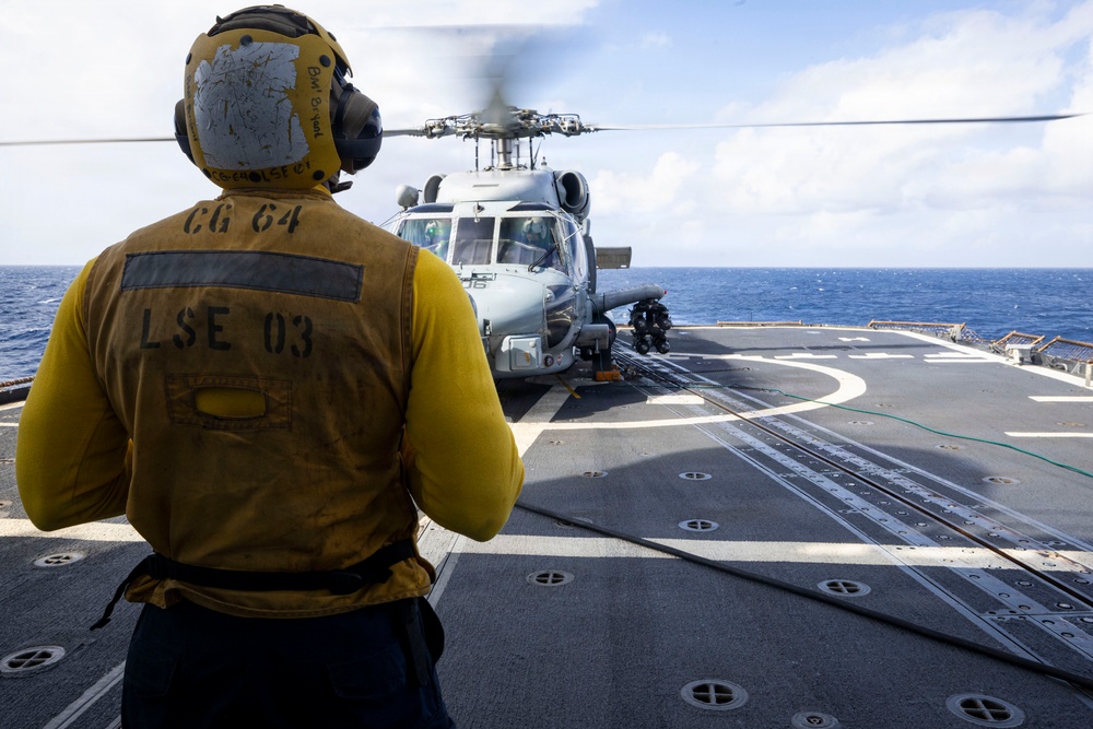 U.S Sailor Conducts Flight Quarters Aboard USS Gettysburg (CG-64)